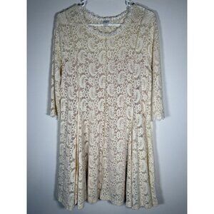 UMGEE Ivory Lace Dress 3/4 Sleeve MEDIUM Bachelorette Ethereal Boho Romantic